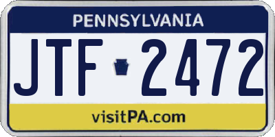 PA license plate JTF2472