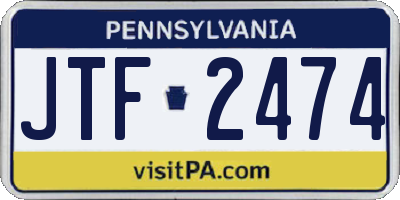 PA license plate JTF2474