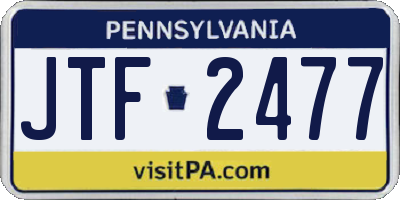 PA license plate JTF2477