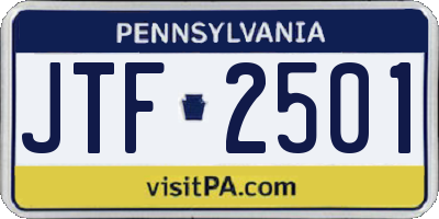 PA license plate JTF2501