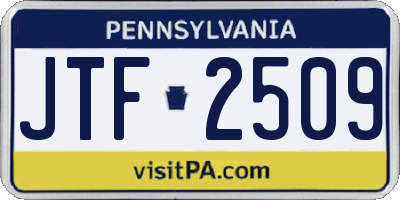 PA license plate JTF2509