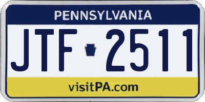 PA license plate JTF2511