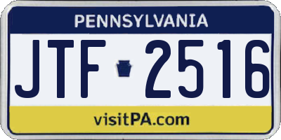PA license plate JTF2516