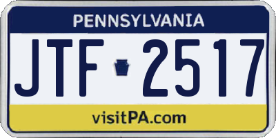PA license plate JTF2517