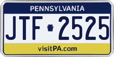 PA license plate JTF2525