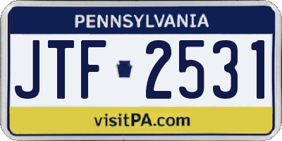 PA license plate JTF2531