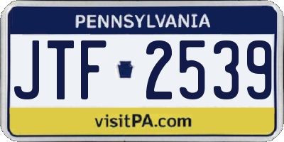 PA license plate JTF2539