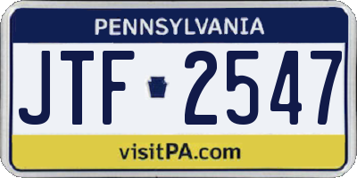PA license plate JTF2547