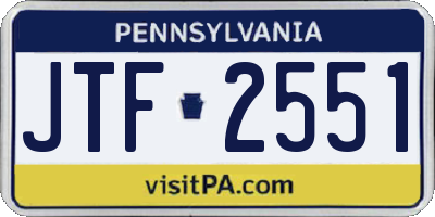 PA license plate JTF2551