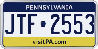 PA license plate JTF2553