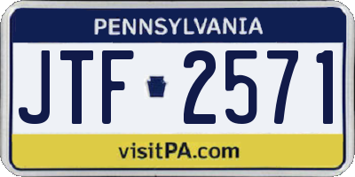 PA license plate JTF2571