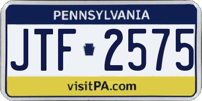 PA license plate JTF2575