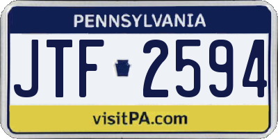 PA license plate JTF2594