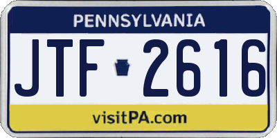 PA license plate JTF2616