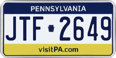 PA license plate JTF2649