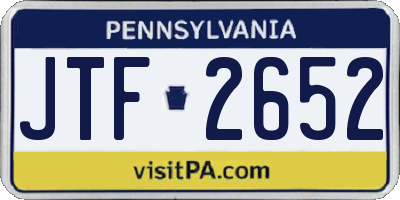 PA license plate JTF2652