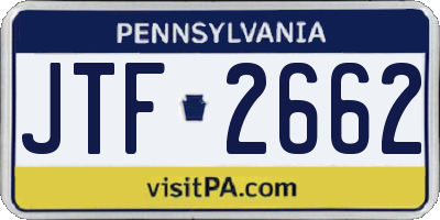 PA license plate JTF2662