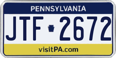PA license plate JTF2672