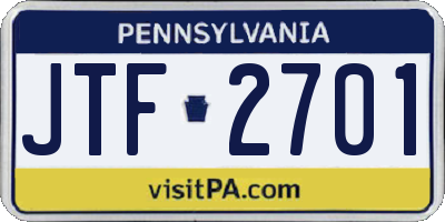 PA license plate JTF2701