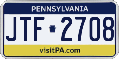 PA license plate JTF2708