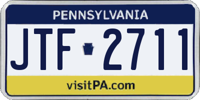PA license plate JTF2711