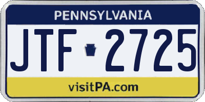 PA license plate JTF2725