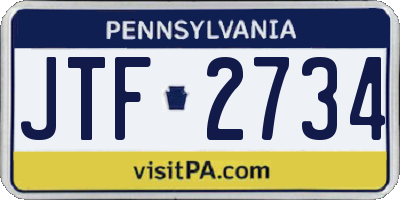 PA license plate JTF2734