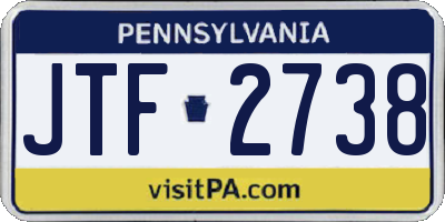PA license plate JTF2738