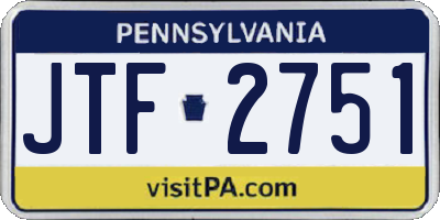 PA license plate JTF2751