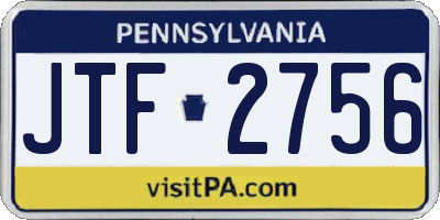 PA license plate JTF2756