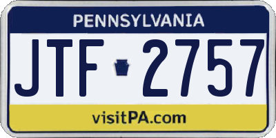 PA license plate JTF2757