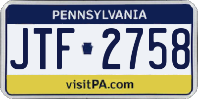 PA license plate JTF2758