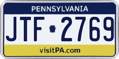 PA license plate JTF2769