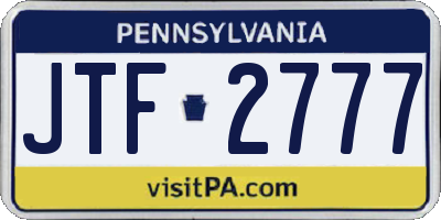 PA license plate JTF2777