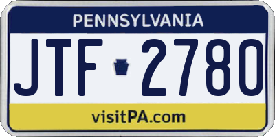 PA license plate JTF2780