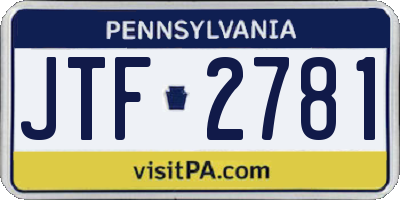 PA license plate JTF2781