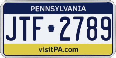 PA license plate JTF2789