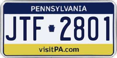 PA license plate JTF2801