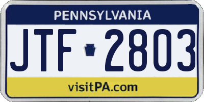 PA license plate JTF2803