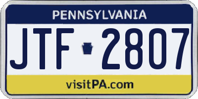 PA license plate JTF2807