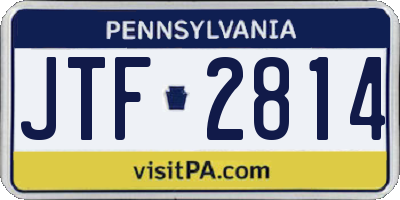 PA license plate JTF2814