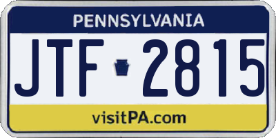 PA license plate JTF2815