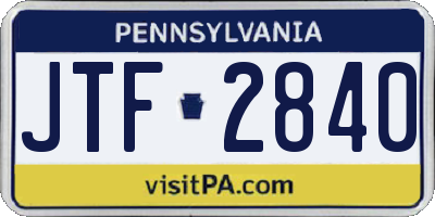 PA license plate JTF2840