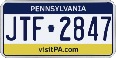 PA license plate JTF2847
