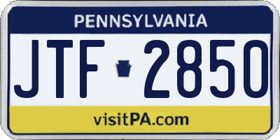 PA license plate JTF2850