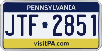 PA license plate JTF2851