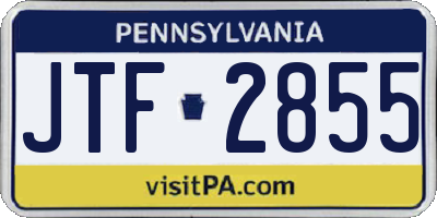 PA license plate JTF2855