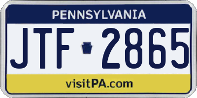 PA license plate JTF2865