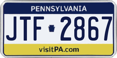 PA license plate JTF2867