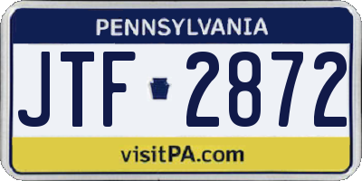 PA license plate JTF2872